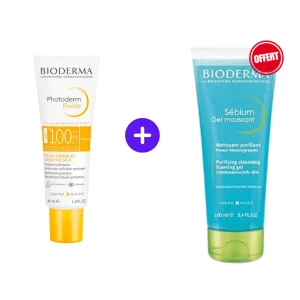 Pack Bioderma Photoderm Fluide SPF 100 Invisible 40ml + Sensibio Gel Moussant 100ml OFFERT