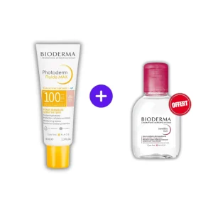 Pack Bioderma Photoderm MAX Fluide SPF100 Teinte Très Claire 40ml + Sensibio H2O 100ml OFFERT