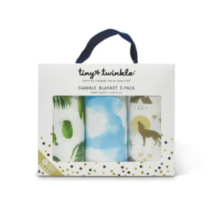 Ensemble de 3 couvertures d'emmaillotage Kaffle® - Cactus