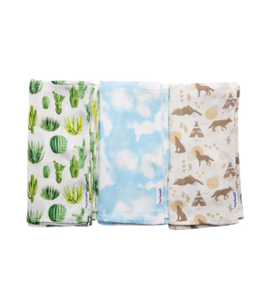 Ensemble de 3 couvertures d'emmaillotage Kaffle® - Cactus – Image 2