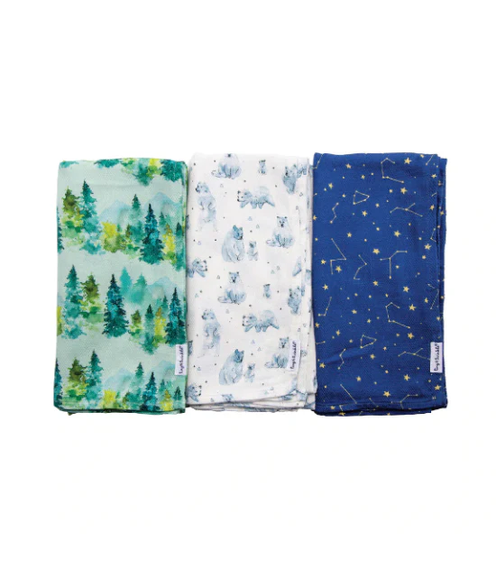 Ensemble de 3 couvertures d'emmaillotage Kaffle® - Forêt – Image 2