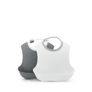 2x Bavoirs en silicone - Gris / Blanc