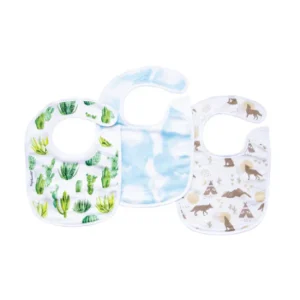 Ensemble de 3 bavoirs d'alimentation - Cactus