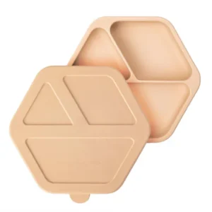 Assiette compartimentée avec couvercle en silicone - Sable