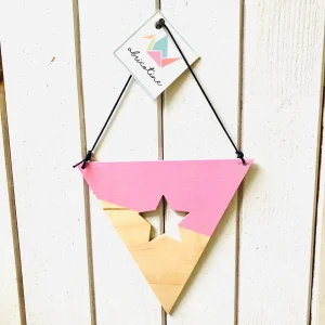 Abricotine - Bannière en Bois Décorative Étoile Rose