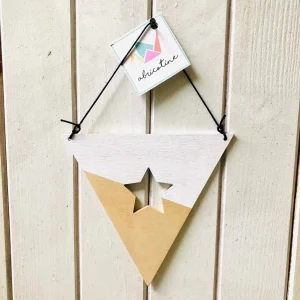 Abricotine - Bannière en Bois Décorative Étoile Blanche