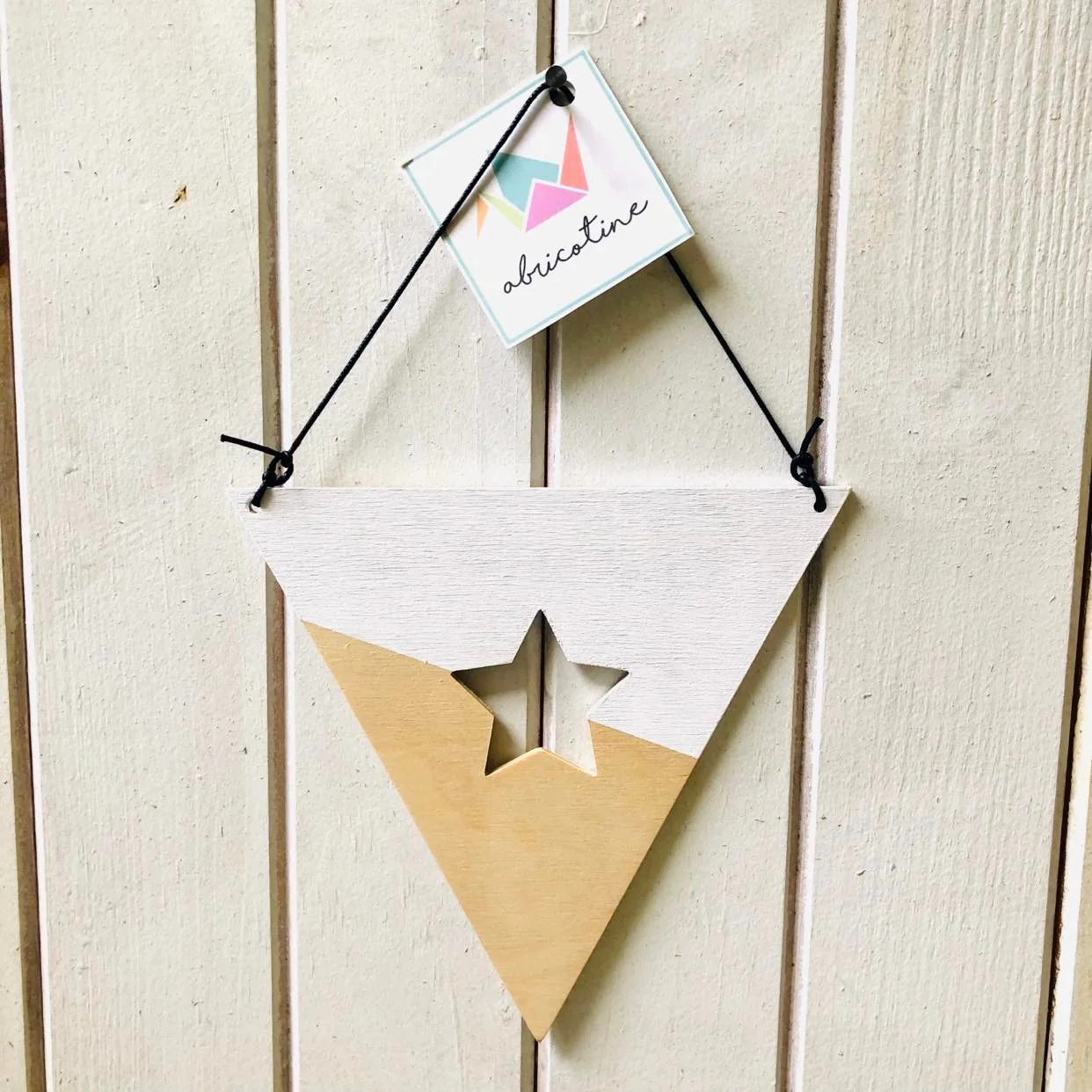 Abricotine - Bannière en Bois Décorative Étoile Blanche