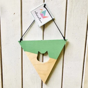 Abricotine - Bannière en Bois Décorative Chat Vert