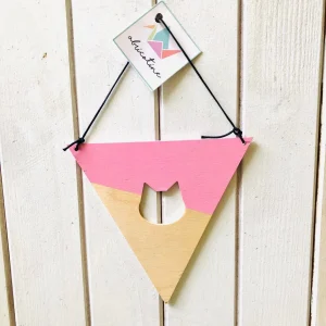 Abricotine - Bannière en Bois Décorative Chat Rose