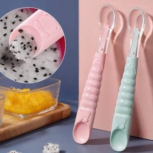 2pcs Cuillère à Nourriture en Silicone pour Bébé rose et vert