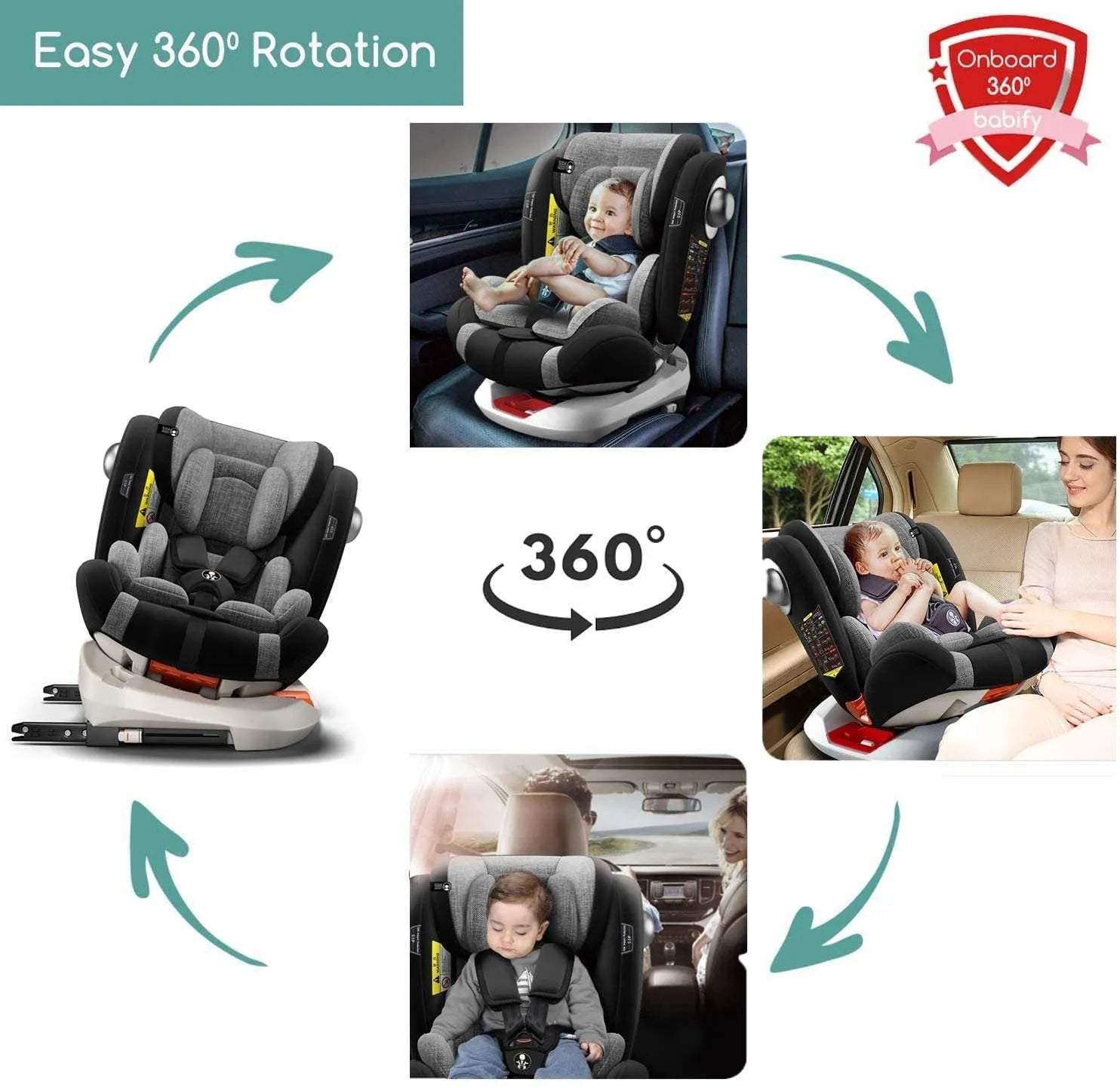 360° siège autoISOFIX BURBAY noir – Image 5