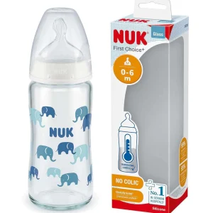 Nuk Biberon first choice+ Température control 240 ml en Verre – Bleu