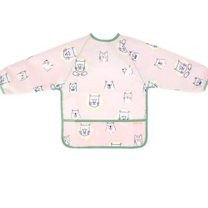 Badabulle Bavoir manches longues animaux - Rose