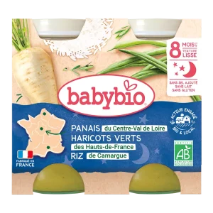 Babybio Panais de centre-Val de Loire Haricots Verts des Haut-de-France et Riz de Camargue