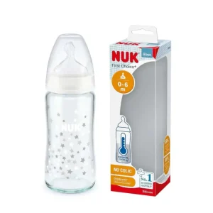 Nuk Biberon first choice+ Température control 240 ml en Verre – Blanc