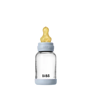 Biberon en Verre 120ml avec Tétine en Latex Débit lent – BIBS - Baby Blue