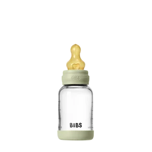 Biberon en Verre 120ml avec Tétine en Latex Débit lent – BIBS - Sage