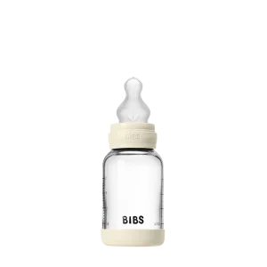 Biberon en Verre 120ml avec Tétine en Silicone Débit Lent - Ivory
