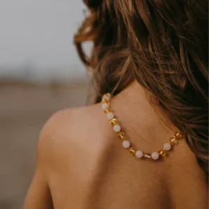Collier, citron/quartz rose