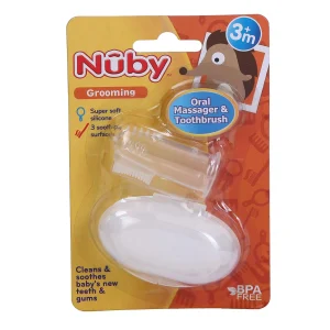 Brosse à dents en silicone avec étui 3M+ Nuby