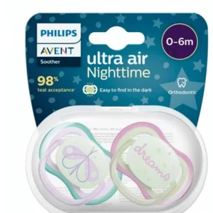 Philips avent sucette ultra air night 0_6mois fille