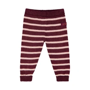 Me Too - Legging Rayé Bordeaux et Rose