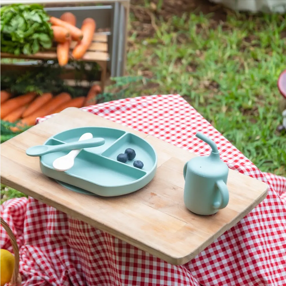 YUMMY Coffret Repas Silicone 6M+ - Vert Pastel – Image 9