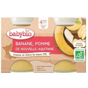 Babybio Petit Pot Banane Pomme de Nouvelle-Aquitaine 2x 130g