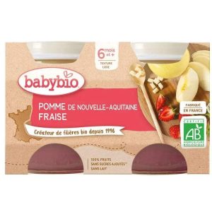Babybio Petit Pot Pomme de Nouvelle-Aquitaine & Fraise 2x 130g