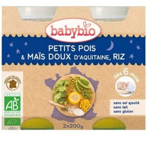 Babybio Pot Bonne Nuit Petits Pois Mais Riz 2x200g
