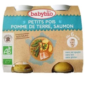 Babybio Pot Petits pois, pomme de terre et saumon 2x200g