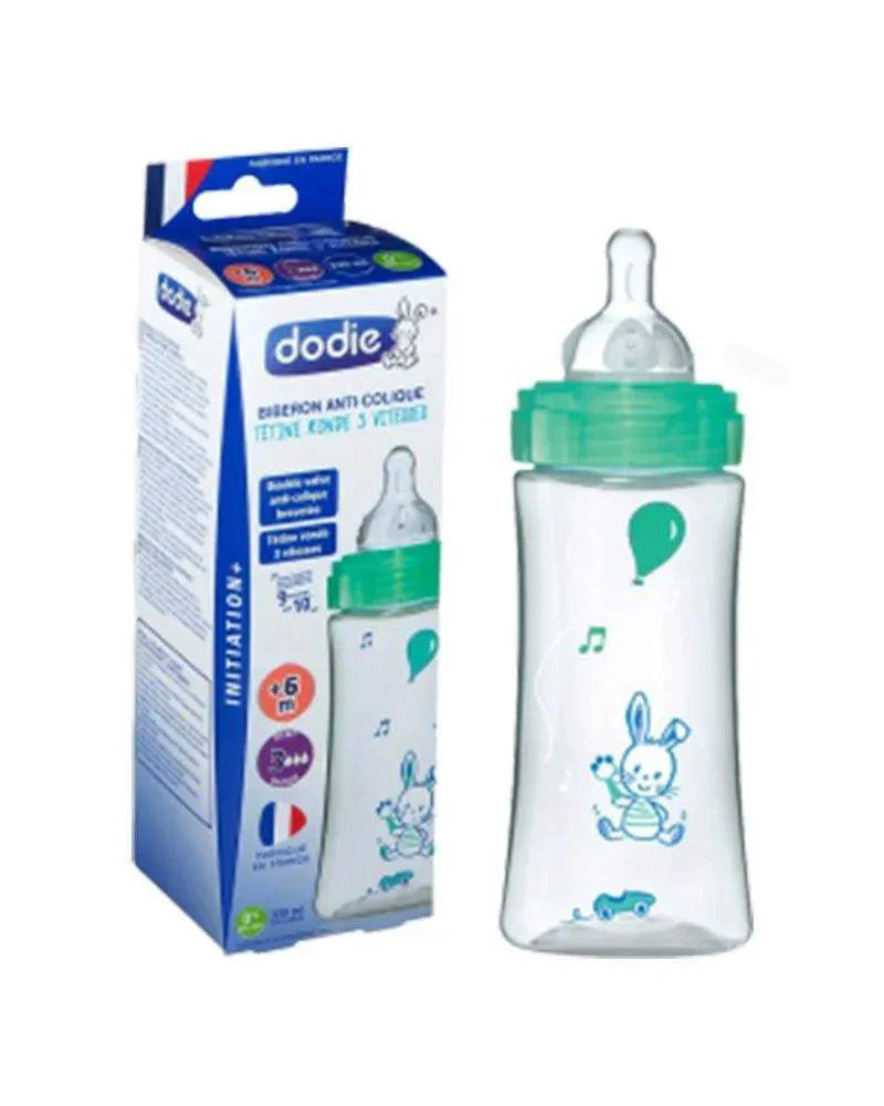 Biberon Dodie Anti-Colique Initiation+ 330ml (+6m) - Vert Lapin – Image 2