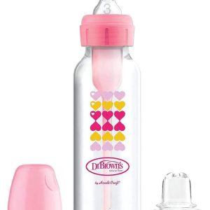 Dr. Brown's Biberon Cole étroit 250ml Rose 6M+ (sippy+tétine L3)