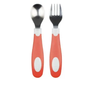 Dr. Brown's Ensemble de cuillère et fourchette en métal 12M+ - Corail