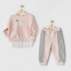 Ensemble bébé 2 pièces Ballerine Rose Gris