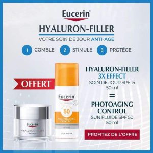 EUCERIN HYALURON FILLER 3x EFFECT Soin De Jour  50 Ml pack promo + PHOTOAGING CONTROL SPF50 50ML OFFERT