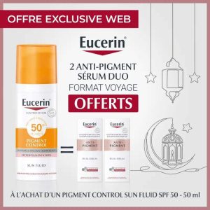 EUCERIN  SUN PROTECTION PIGMENT CONTROL Fluid Protection Spf 50+ 50 Ml = 2 ANTI-PIGMENT SÉRUM DUO FORMAT VOYAGE OFFERTS