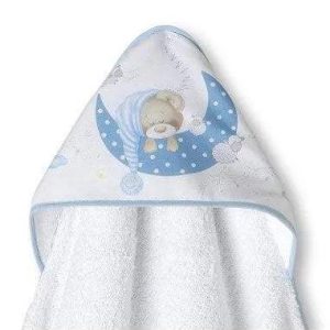 Interbaby serviette 100×100 et bavoir en bleu
