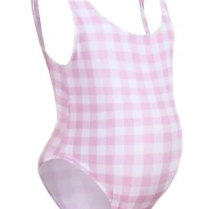 Maillot de Bain Grossesse à Carreaux Rose