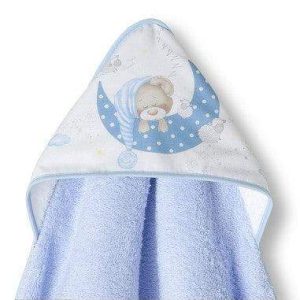 Nterbaby serviette 100cm×100cm avec bavoir bleu