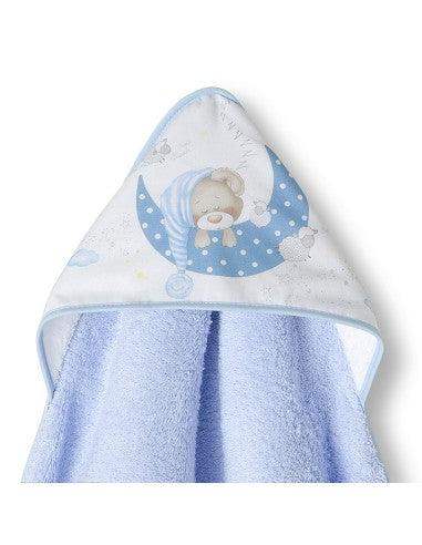 Nterbaby serviette 100cm×100cm avec bavoir bleu