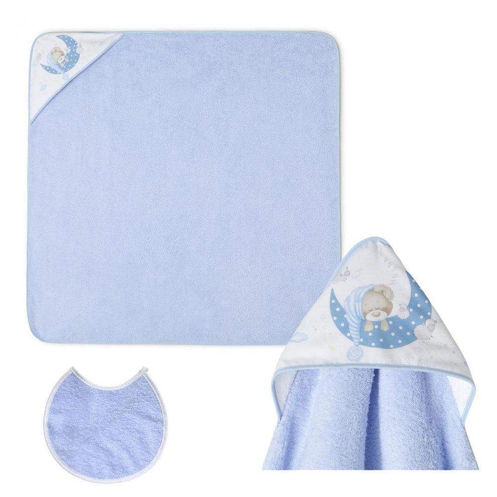 Nterbaby serviette 100cm×100cm avec bavoir bleu – Image 2