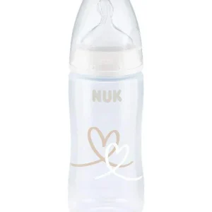 Nuk Biberon PP 300ml tétine en silicone 0-6 mois - Cœur Beige