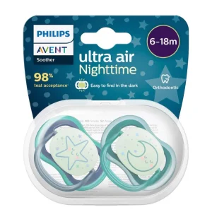 Philips avent lot 2 sucettes ultra air nighttime  garçon 6_18mois