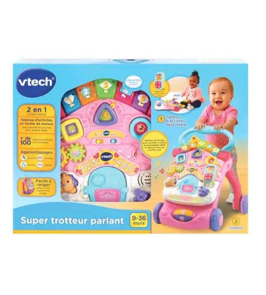 VTECH SUPER TROTTEUR PARLANT 2 EN 1 ROSE 9-36m – Image 3